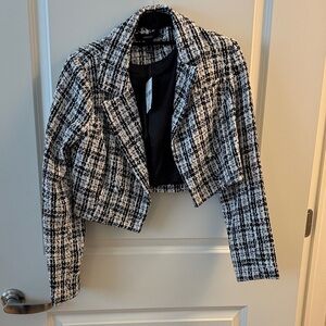 Women's Black and White Tweed Jacket